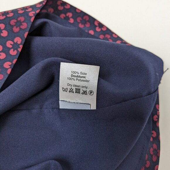 Madewell silk shift dress in navy and purple-pink print, size 0 - Picture 6 of 8